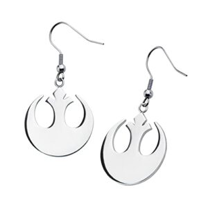 amazon collection star wars jewelry rebel alliance stainless steel dangle hook drop earrings (sales1swmd), silver