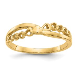 size - 4.75 - solid 14k yellow gold fancy unique love heart ring (1 to 5 mm)