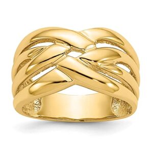 icecarats 14k yellow gold woven chunky dome crisscross band twisted statement ring size 7