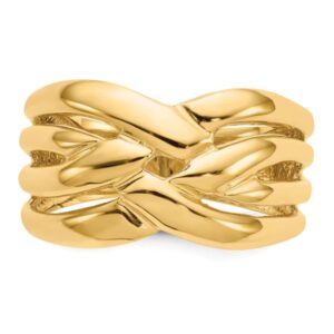 IceCarats 14K Yellow Gold Woven Chunky Dome Crisscross Band Twisted Statement Ring Size 7