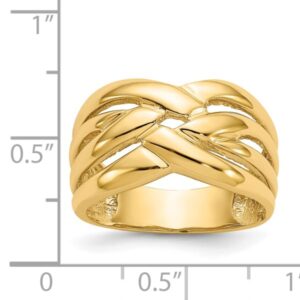 IceCarats 14K Yellow Gold Woven Chunky Dome Crisscross Band Twisted Statement Ring Size 7