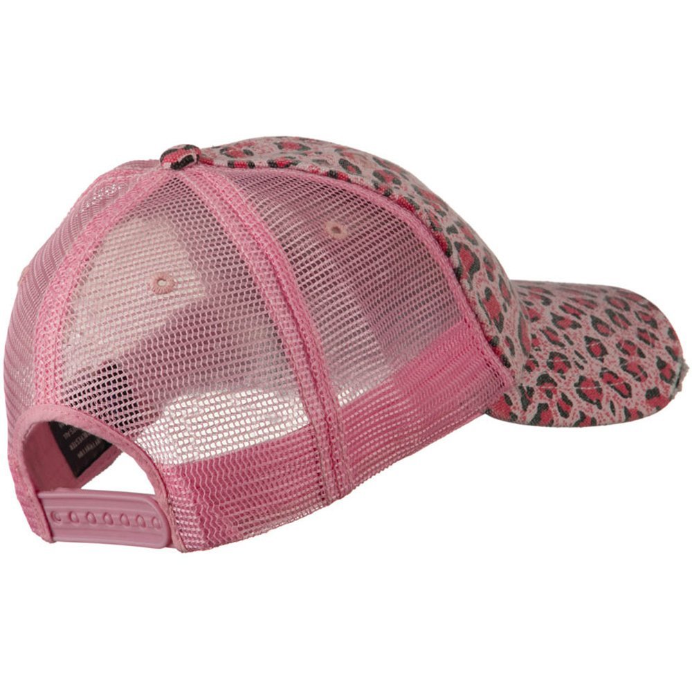 MG Women's Print Mesh Canvas Trucker Baseball Cap Hat (Pink Leopard)