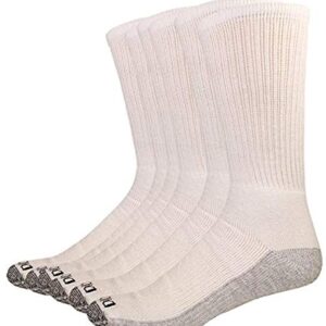 Dickies Genuine Men's 5-pair Crew Style Work Socks - White with Grey (6-12)