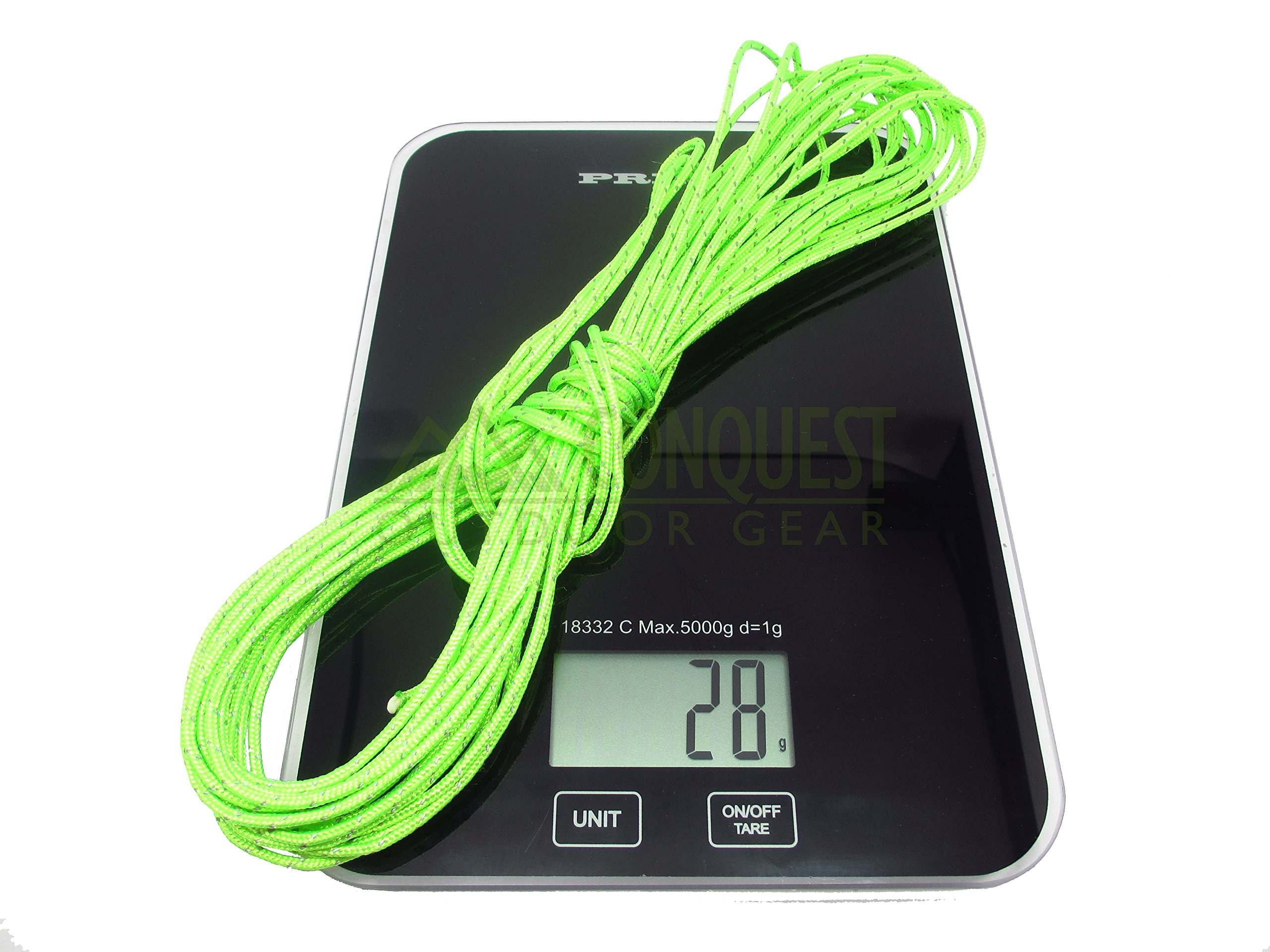 Ultra Light - 2mm Dyneema Tent Guy Guide Reflective Green Rope - 200kg Breaking Strain - Lengths in Meters - Suitable for sailing, dinghy, yachting, cruising, racing, kite surfing - 25 Meter