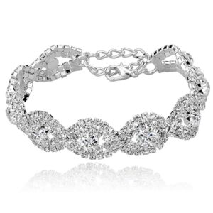 Long Way Women's Silver Plated Rhinestone Bracelets