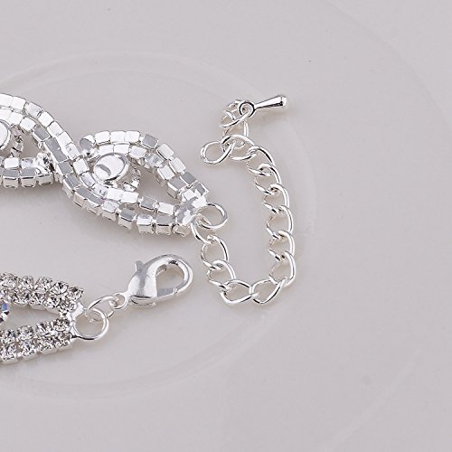 Long Way Women's Silver Plated Rhinestone Bracelets