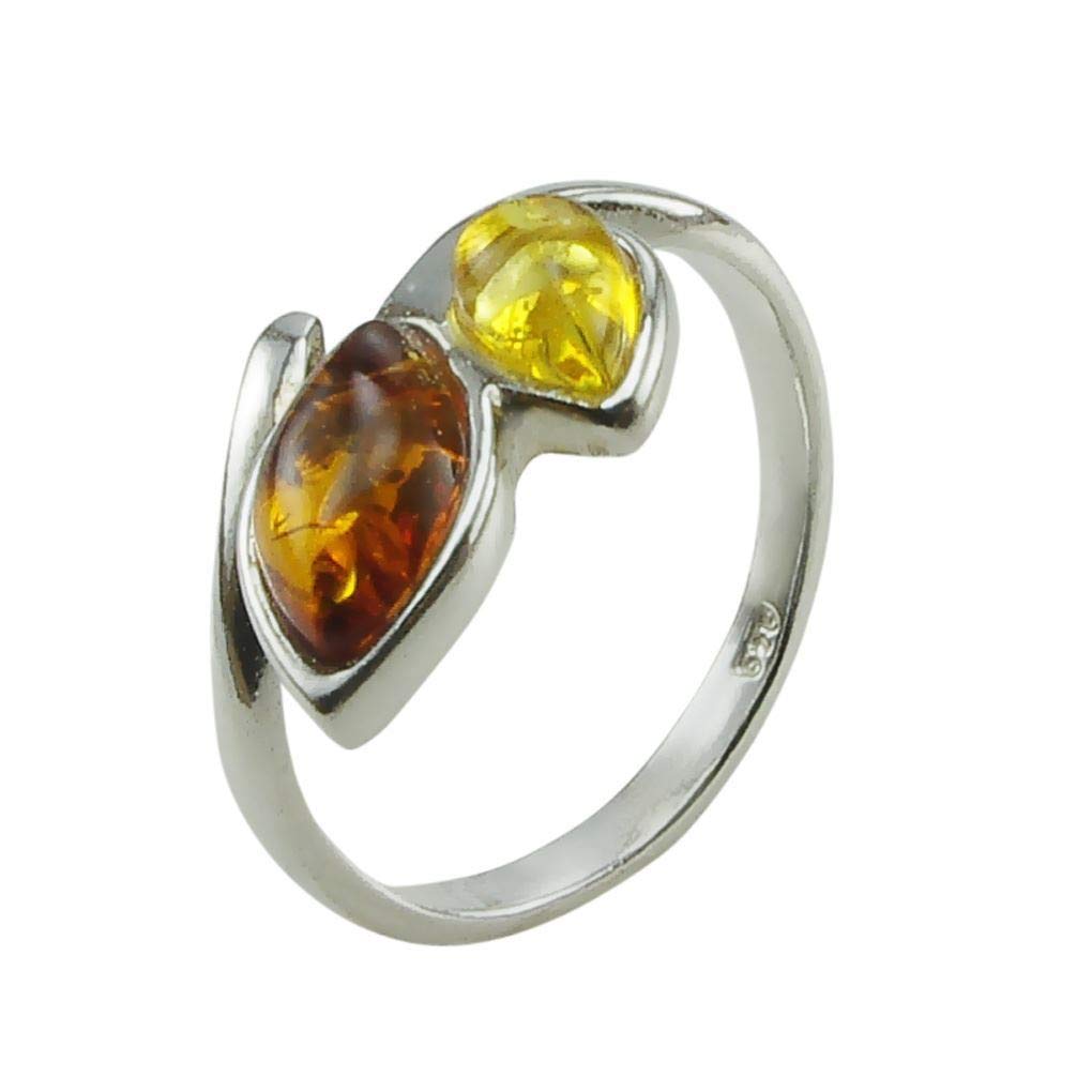 HolidayGiftShops Sterling Silver Baltic Honey and Lemon Amber Adjustable Ring Maja