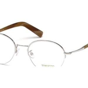 Tom Ford Round Eyeglasses TF5334 018 Size: 52mm Rhodium/Light Brown Horn FT5334