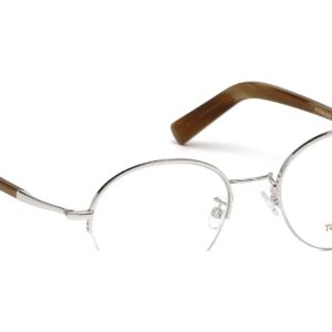 Tom Ford Round Eyeglasses TF5334 018 Size: 52mm Rhodium/Light Brown Horn FT5334