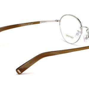 Tom Ford Round Eyeglasses TF5334 018 Size: 52mm Rhodium/Light Brown Horn FT5334