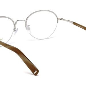 Tom Ford Round Eyeglasses TF5334 018 Size: 52mm Rhodium/Light Brown Horn FT5334