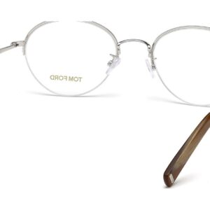 Tom Ford Round Eyeglasses TF5334 018 Size: 52mm Rhodium/Light Brown Horn FT5334