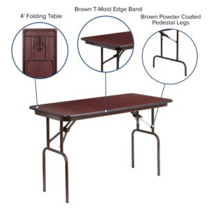 Flash Furniture Frankie 4-Foot Mahogany Melamine Laminate Folding Banquet Table