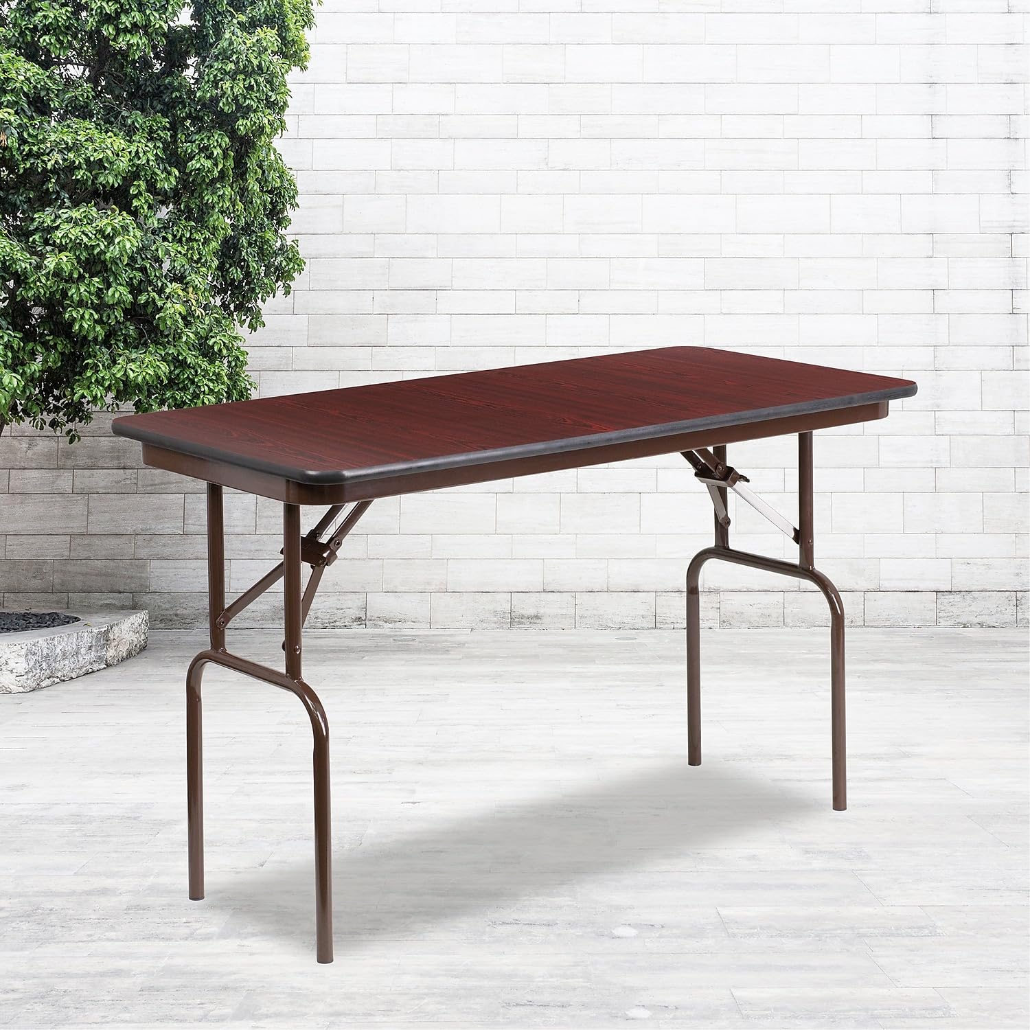 Flash Furniture Frankie 4-Foot Mahogany Melamine Laminate Folding Banquet Table