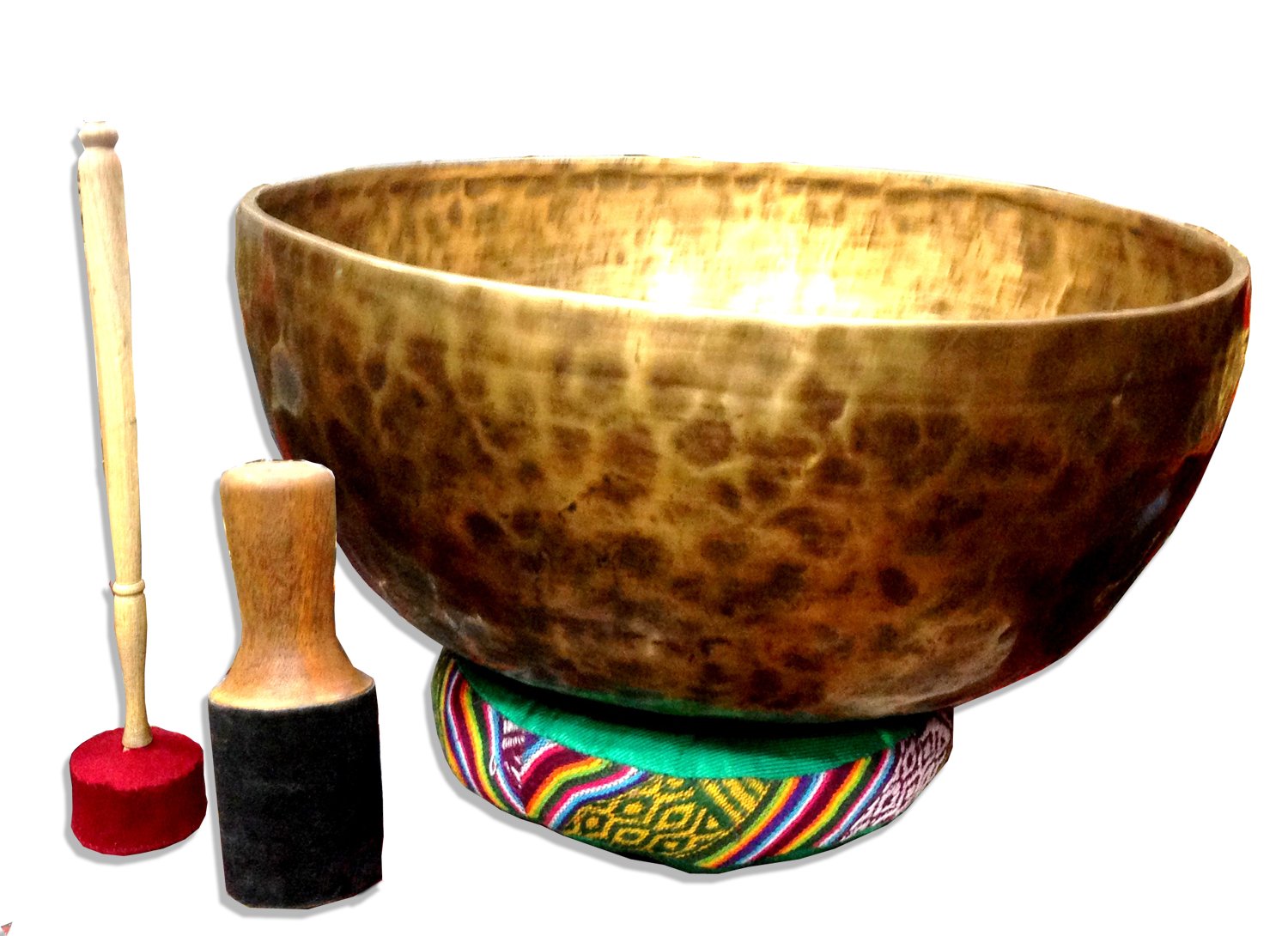 11-Inch Diameter Chakra Master Healing & Meditation Tibetan Singing Bowl including Mallet, Drum Stick and Silk Cushion Handmade in Nepal