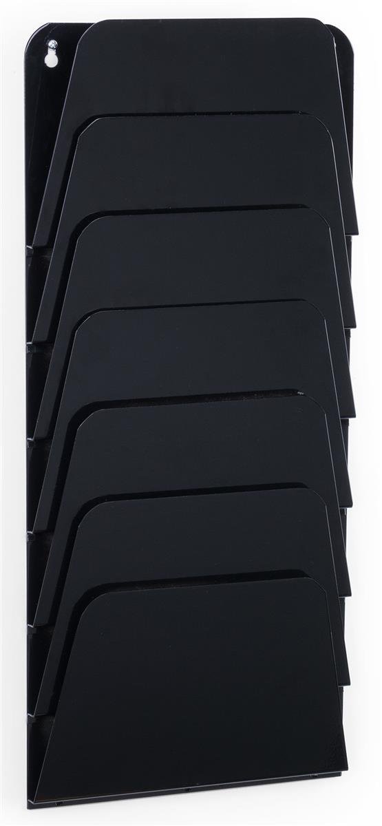 Set of 2 - Folder Wall Rack, 7 Pockets, Letter/Legal Size, Office Filing Organizer (Black)