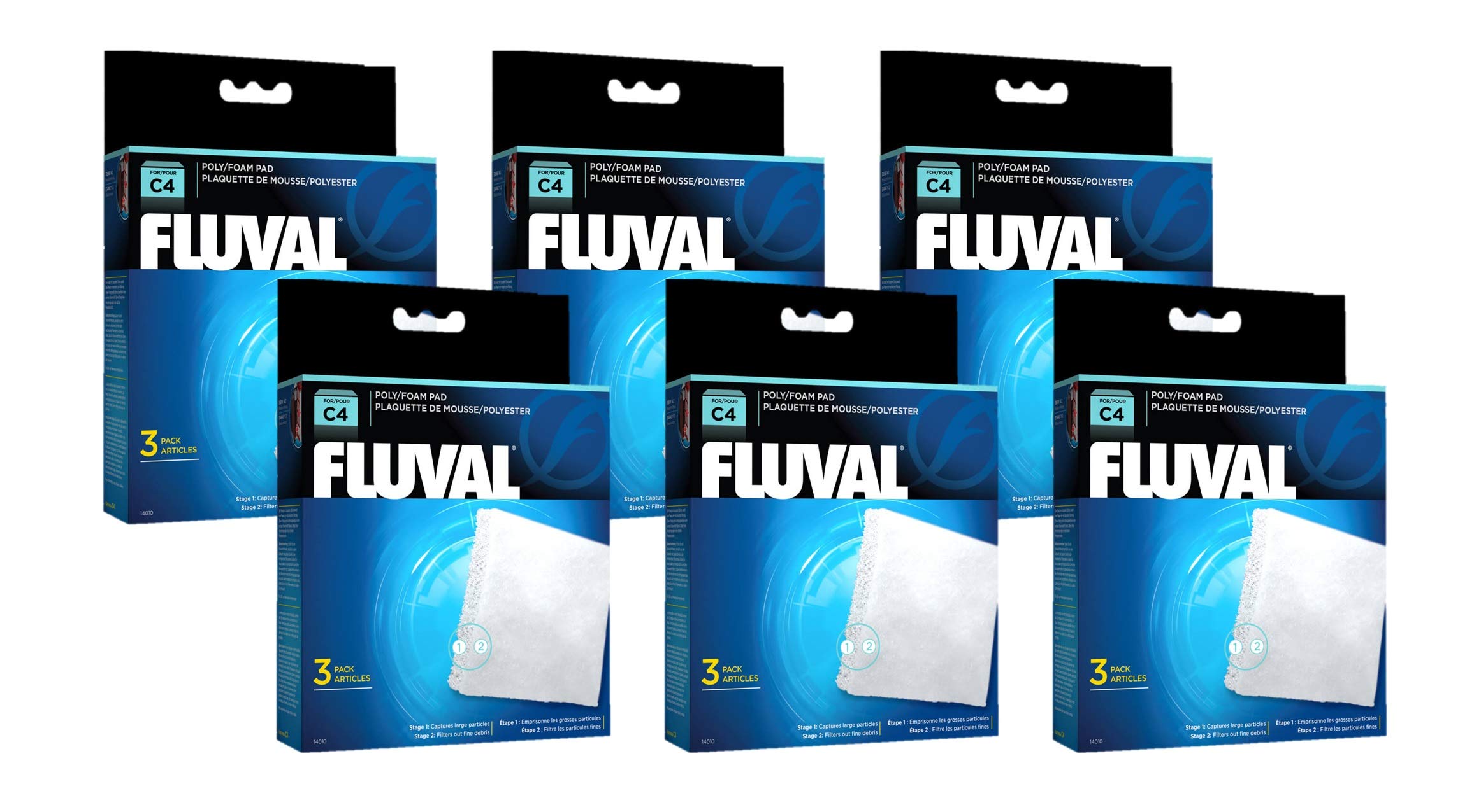 Fluval 18 Pack of Replacement Poly/Foam Pads for C4 Power Filters