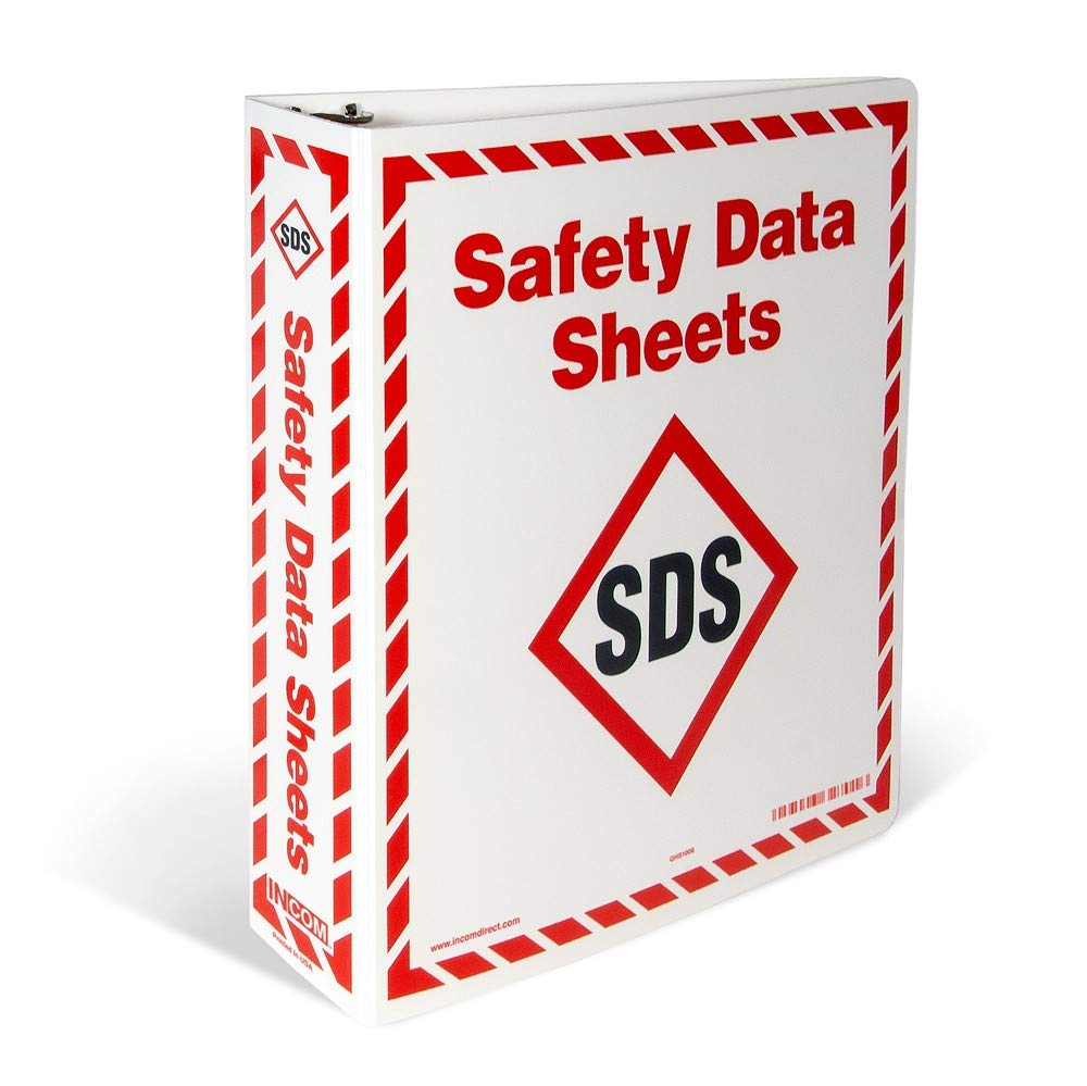 INCOM Manufacturing HazCom 2012 Safety Data Sheets (SDS) Storage Binders, A - Z Dividers, Red and White, Medium, 1.5 Inch Wide, GHS1008