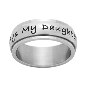 Beads & Pearls Jewelry 7mm Stainless Steel Women's Spinner Ring - Always My Daughter Forever My Friend Daughter's Ring, Spinner Ring Anxiety & Stress Relief, Size 6