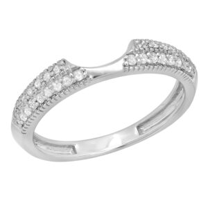 dazzlingrock collection 0.25 carat (cttw) 14k round diamond women wedding enhancer ring guard ring 1/4 ct, white gold, size 8