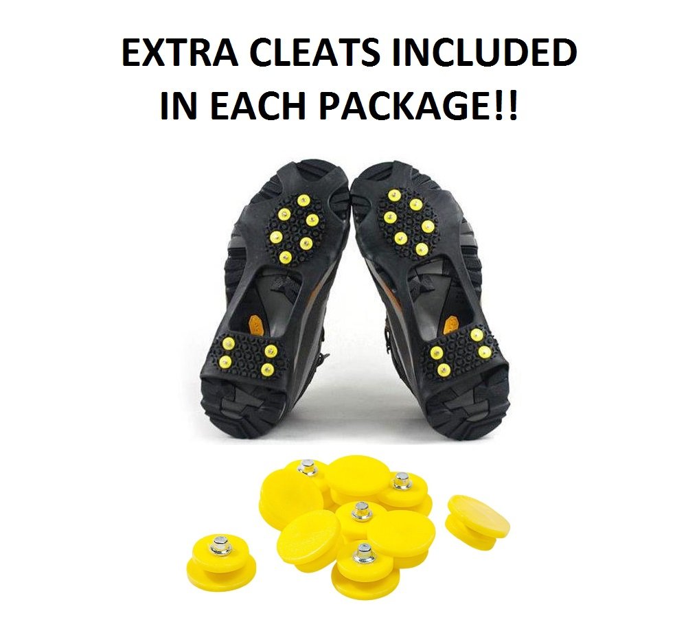 WAYPOR™ Ice Grips, Traction Cleats, Ice Cleat, Easy Slip On, Outdoor Durable, 10 Steel Studs, Stretchable, Prevent Slipping from Ice/Snow (Medium)