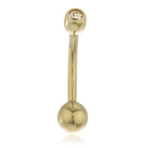 jotw 10k white and yellow gold belly button rings (simple round cubic zirconia)