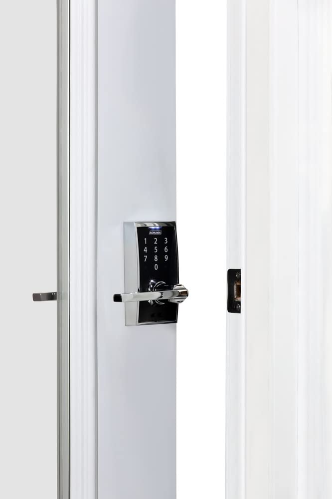 Schlage FE695-CEN-619-LAT Satin Nickel Century Keyless Touch Pad Electronic Leverset with Latitude Lever