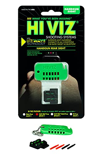 HIVIZ unisex adult HiViz MPLW11 Interchangeable LITEWAVE Rear Handgun Sight for Smith Wesson M P Full Size Compact E, Green, Red, and Black, One Size US