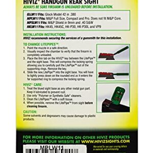 HIVIZ unisex adult HiViz MPLW11 Interchangeable LITEWAVE Rear Handgun Sight for Smith Wesson M P Full Size Compact E, Green, Red, and Black, One Size US