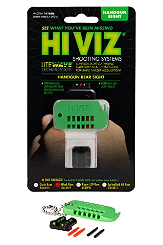 HIVIZ GLLW19 Interchangeable LITEWAVE Rear Handgun Sight for Glock 45 ACP/10mm/45 GAP Green, Red, White