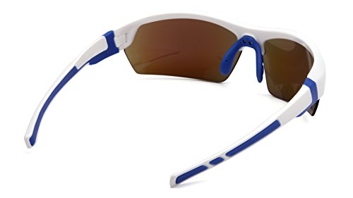 Pyramex Safety Products Venture Gear Tensaw Half-Frame High Performance Safety Eyewear, White-Blue Frame, Ice Blue Mirror Anti-Fog Lens