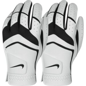 nike gg0478 101 dura feel jr golf gloves, large, black/met silver/cool grey