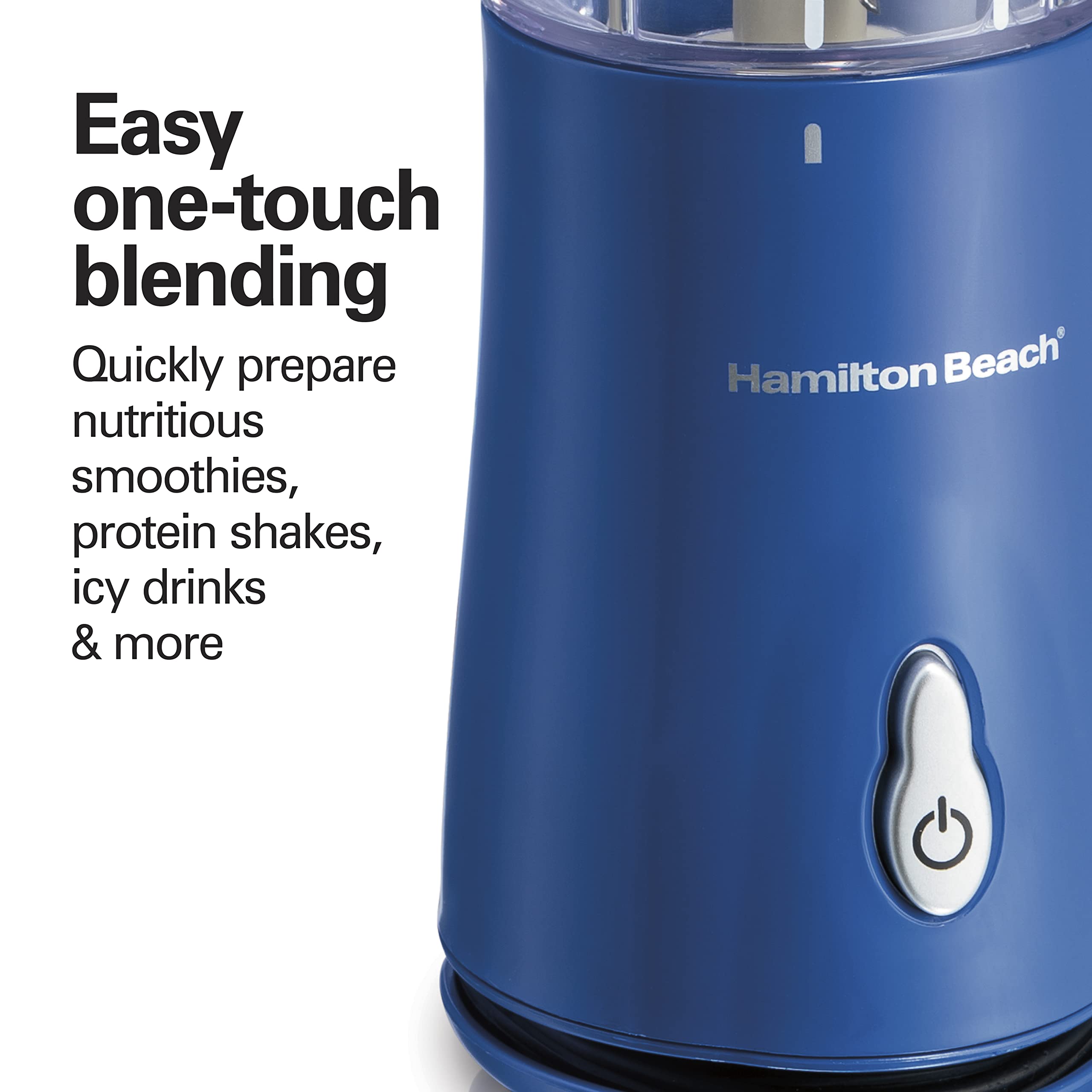 Hamilton Beach Portable Blender for Shakes and Smoothies with 14 Oz BPA Free Travel Cup and Lid, Durable Stainless Steel Blades for Powerful Blending Performance, Blue (51132)