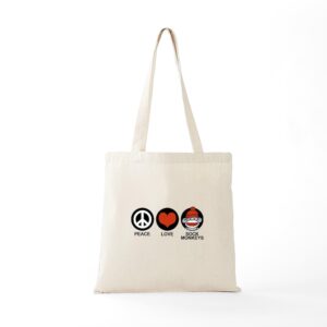 CafePress Peace Love Sock Monkeys Tote Bag Natural Canvas Tote Bag, Reusable Shopping Bag