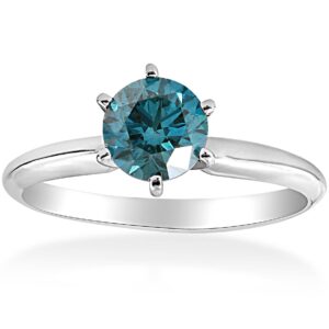 P3 POMPEII3 1 1/2ct Blue Diamond Solitaire Engagement Ring 14K White Gold - Size 7