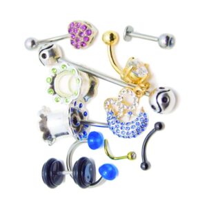 BodyJewelryOnline Randomly Picked Body Jewelry Pack [50 Pieces: Belly/Nose/Nipple/Tongue/Ear/Lip Rings], Package May Include Plugs/Bars/Belly/Industrial/Acrylic/316L Surgical Steel Jewelry