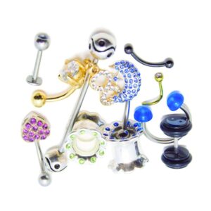 BodyJewelryOnline Randomly Picked Body Jewelry Pack [50 Pieces: Belly/Nose/Nipple/Tongue/Ear/Lip Rings], Package May Include Plugs/Bars/Belly/Industrial/Acrylic/316L Surgical Steel Jewelry