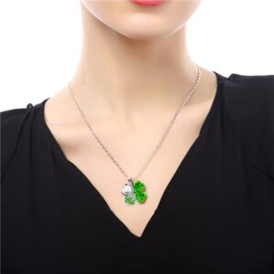 TRUEGOOD Four Leaf Clovers Necklace Crystals,Green Crystal Pendant with Necklace Angel Neckles, 4 Leaf Clover Necklace Eternal love