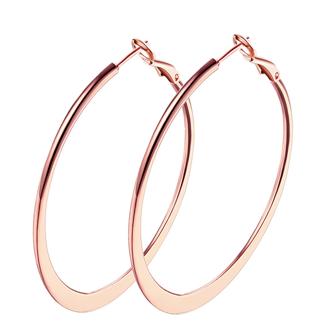 Hoops Earrings, Fashion Jewelry Big Rose Gold Plated Hoop Earrings for Women Gifts