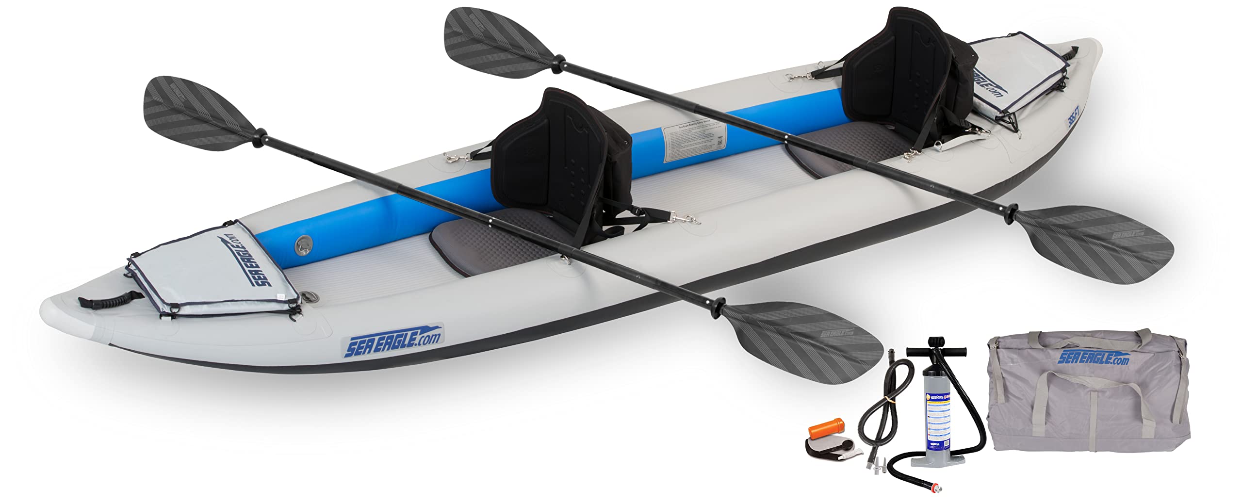 Sea Eagle 385FT Fasttrack Inflatable 12'6" 1-3 Person Touring Kayak with Rigid External keel-Smoother Paddling Experience-Light Weight (385FT Fasttrack Pro Kayak)