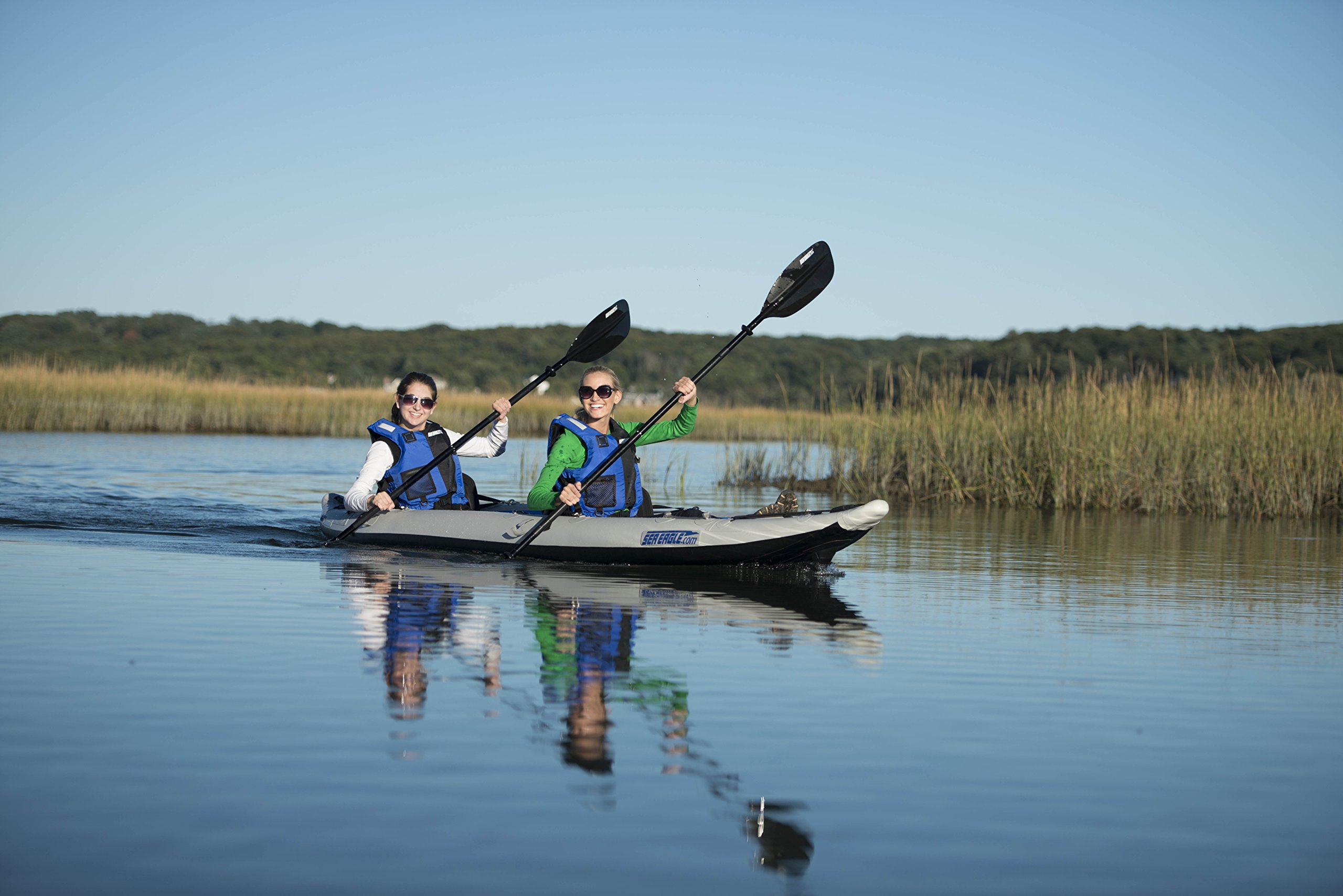 Sea Eagle 385FT Fasttrack Inflatable 12'6" 1-3 Person Touring Kayak with Rigid External keel-Smoother Paddling Experience-Light Weight (385FT Fasttrack Pro Kayak)