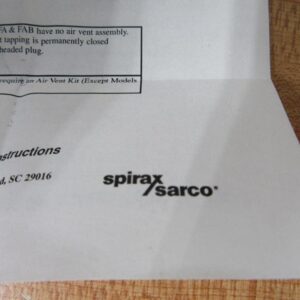 Spirax Sarco Inc. 58135 MECHANISM FOR FT-15 2"