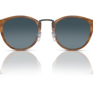 Persol PO3108S Round Sunglasses, Striped Brown/Blue Gradient Polarized, 49 mm