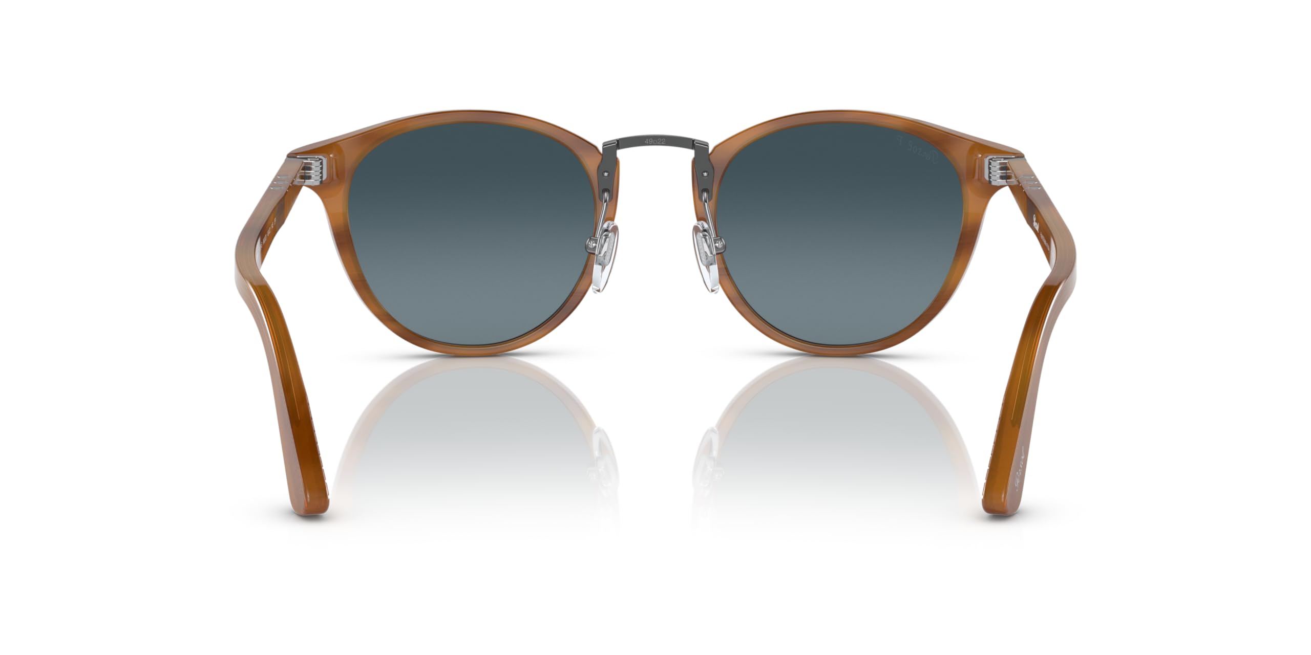 Persol PO3108S Round Sunglasses, Striped Brown/Blue Gradient Polarized, 49 mm