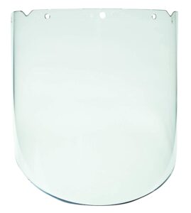 msa 10115844 v-gard visor - elevated temperature, polycarbonate (pc), clear tint with antifog/antiscratch coating, molded, 9.25" x 17" x 0.098", heavy duty, replaceable eye protection for hard hat