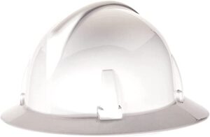 msa 454719 topgard full brim safety hard hat with 1-touch suspension | non-slotted polycarbonate shell, for general purpose and elevated temperatures - standard size in white