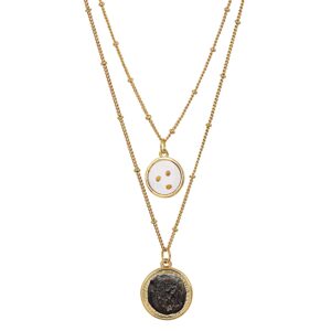 american coin treasures double chain necklace widow's mite coin pendant with mustard seed charm | saturn style 18 and 16 inch goldtone chain | certificate of authenticity