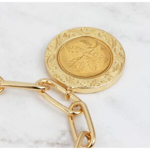 American Coin Treasures Italian 20 Lira Coin Elongated Link Bracelet, Goldtone Clip Style, 7 Inch 3 Inch Extender with Lobster Claw Clasp, Certificate of Authenticity