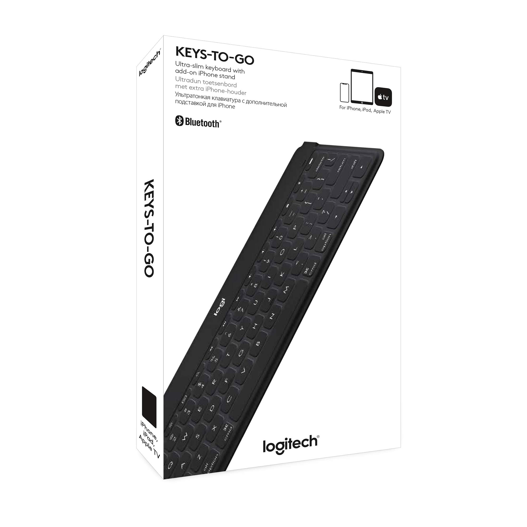 Logitech Keys-to-Go Super-Slim and Super-Light Bluetooth Keyboard for iPhone, iPad, Mac and Apple TV, Including iPad Air 5th Gen (2022) - Black