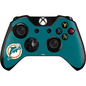 skinit decal gaming skin compatible with xbox one controller - officially licensed nfl miami dolphins retro logo design